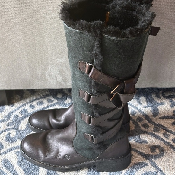 Born Shoes - Born Black Leather Shearling Lined Riding Winter Boots